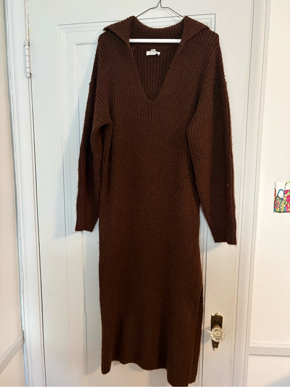 Topshop Chocolate Brown Knit Hooded Maxi Dress